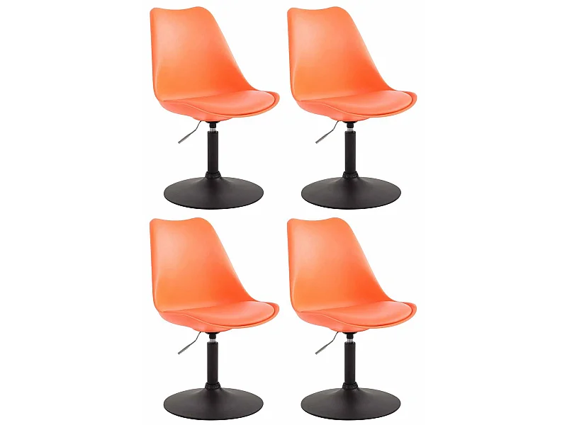 Lot de 4  chaise salle à manger - Plastique & Noir - Orange - Maverick