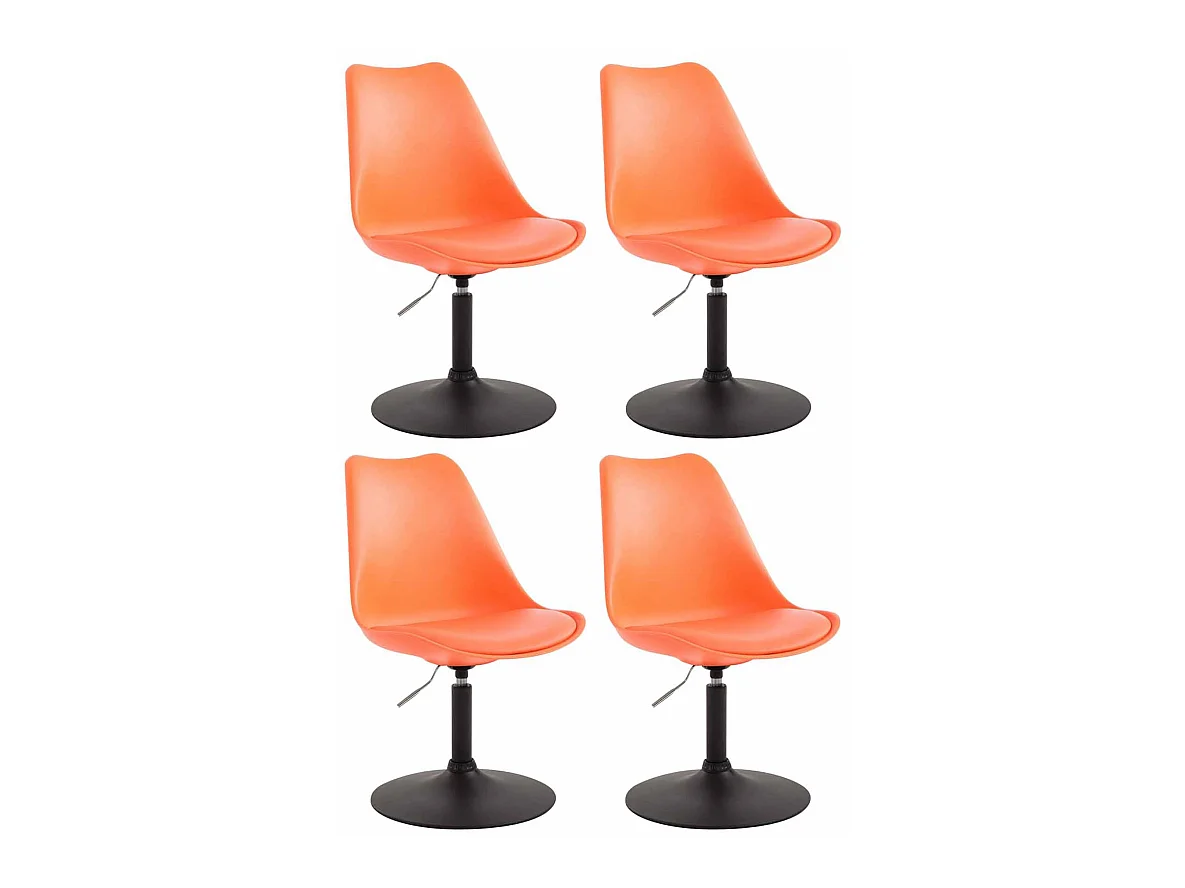 Lot de 4  chaise salle à manger - Plastique & Noir - Orange - Maverick
