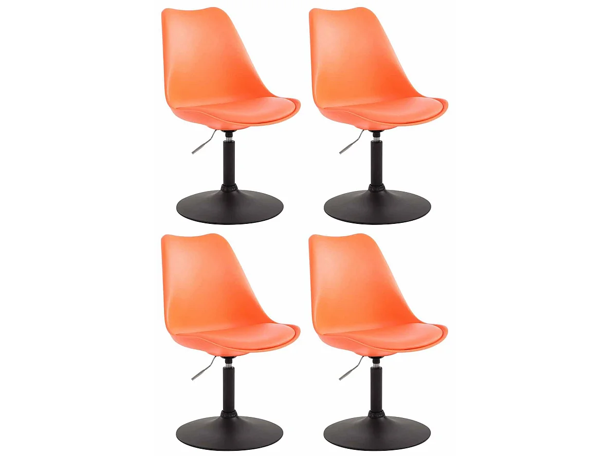 Lot de 4  chaise salle à manger - Plastique & Noir - Orange - Maverick