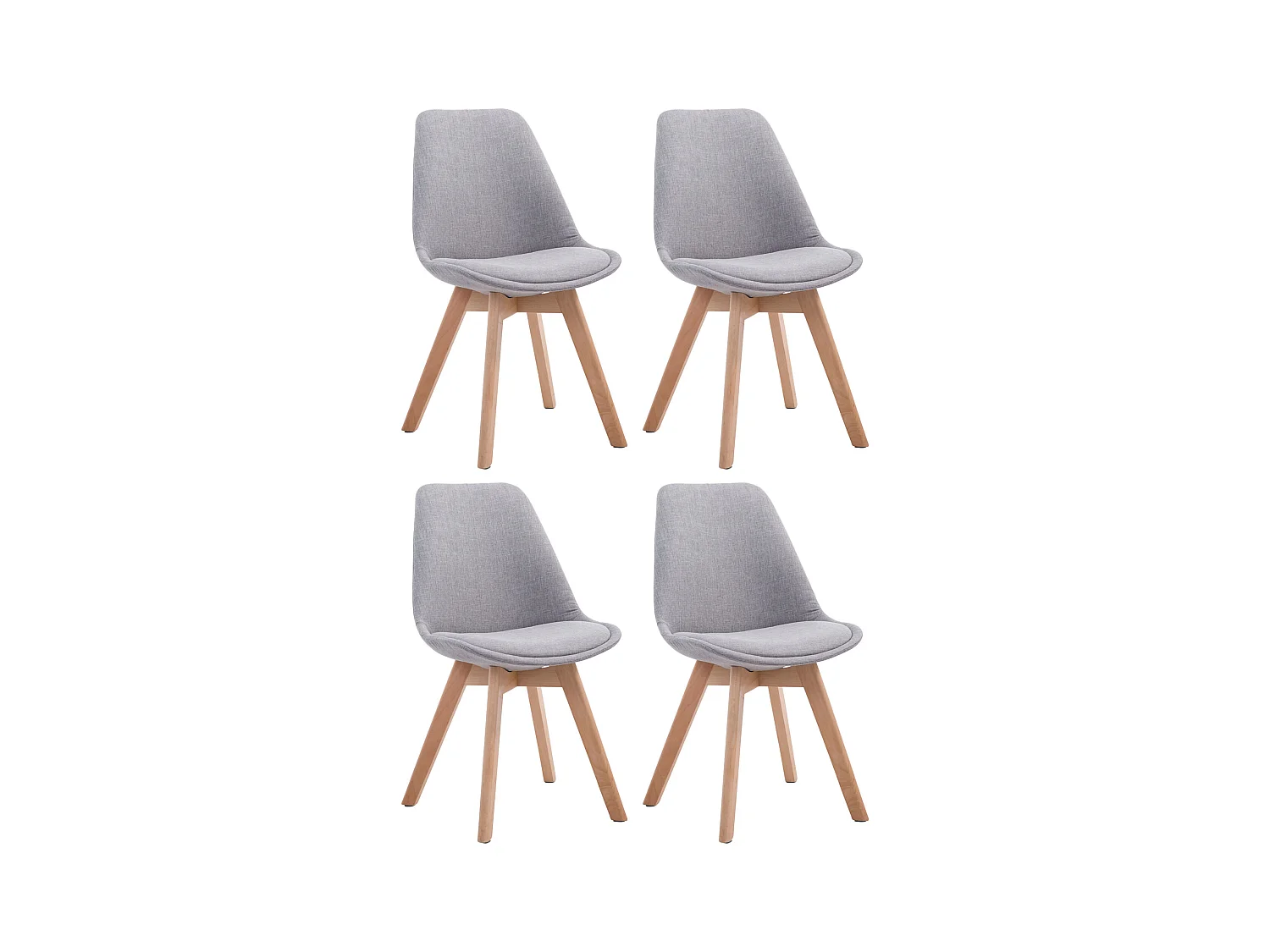 Lot de 4  chaise salle à manger - Tissu & Nature - Gris - Borneo V2