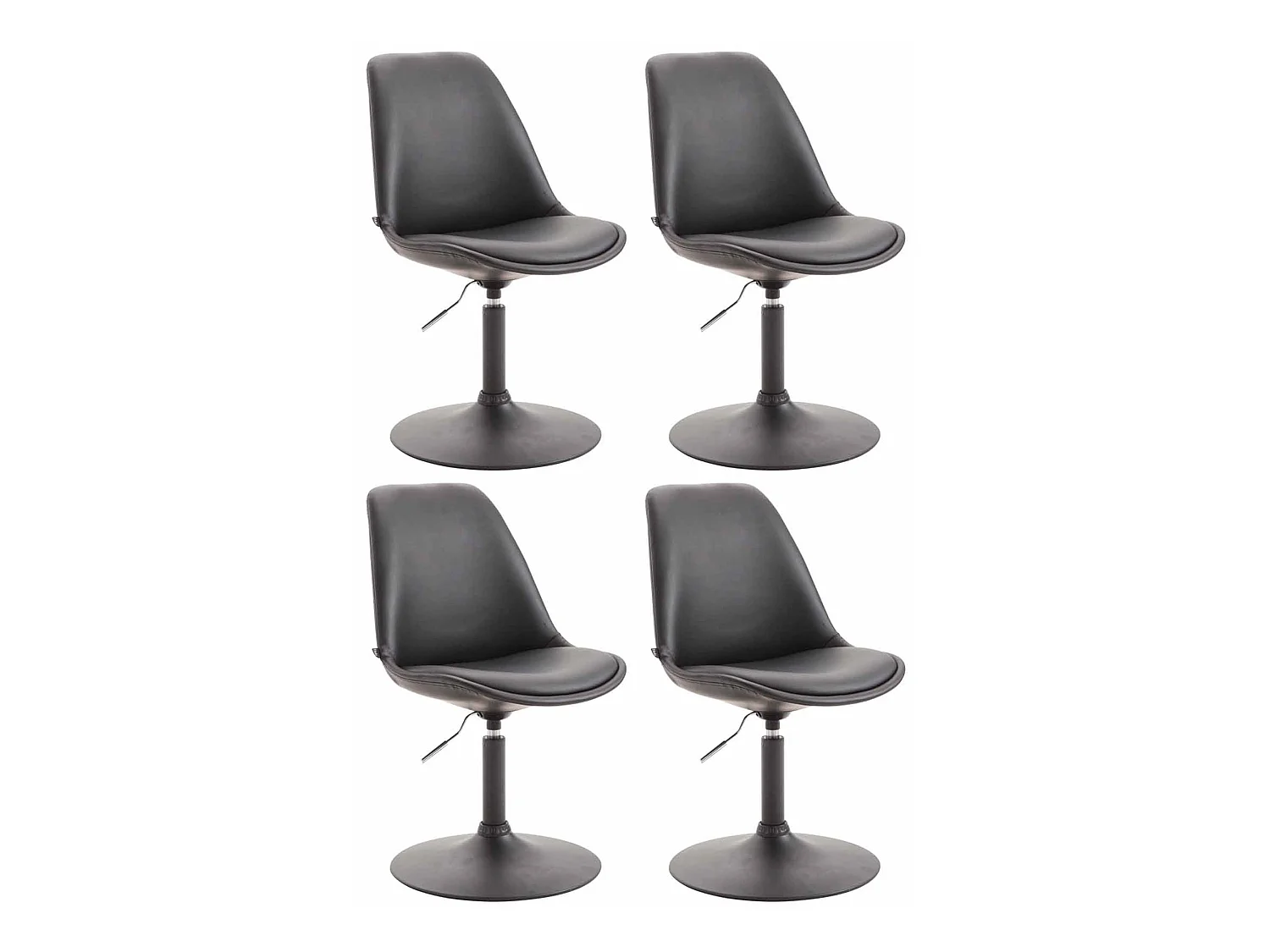 Lot de 4  chaise salle à manger - Similicuir & Noir - Noir - Maverick