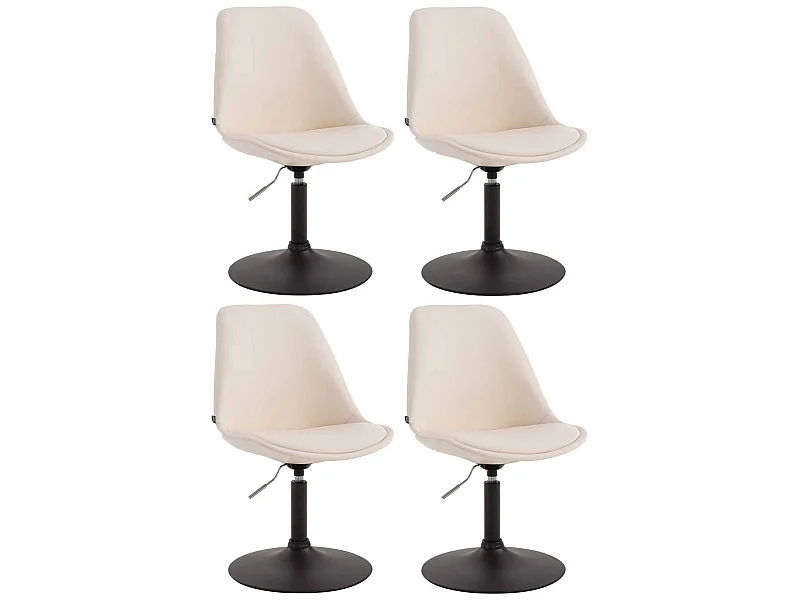 4er Set Esszimmerstuhl - Kunstleder & schwarz - creme - Maverick