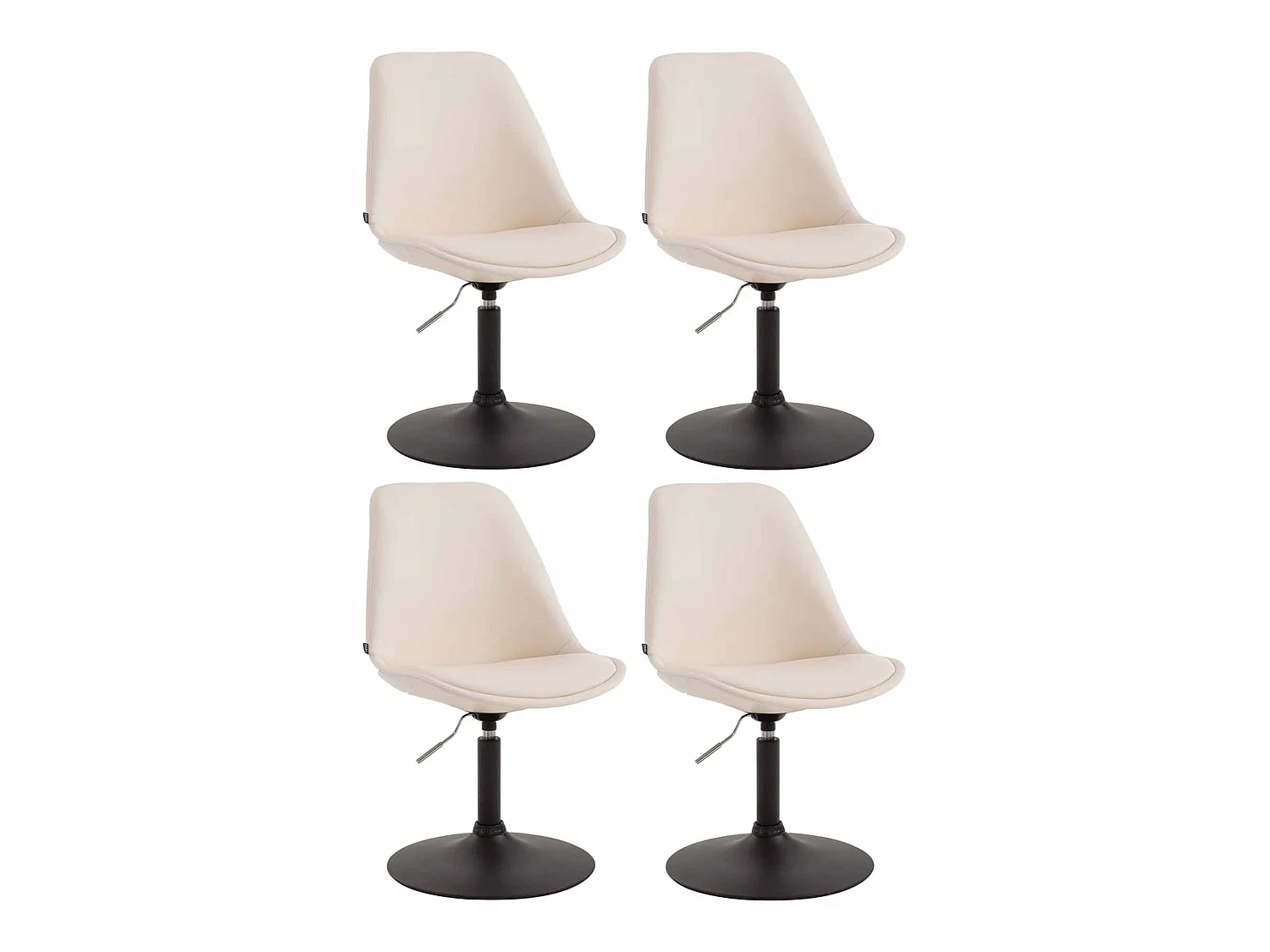 Lot de 4  chaise salle à manger - Similicuir & Noir - Crème - Maverick