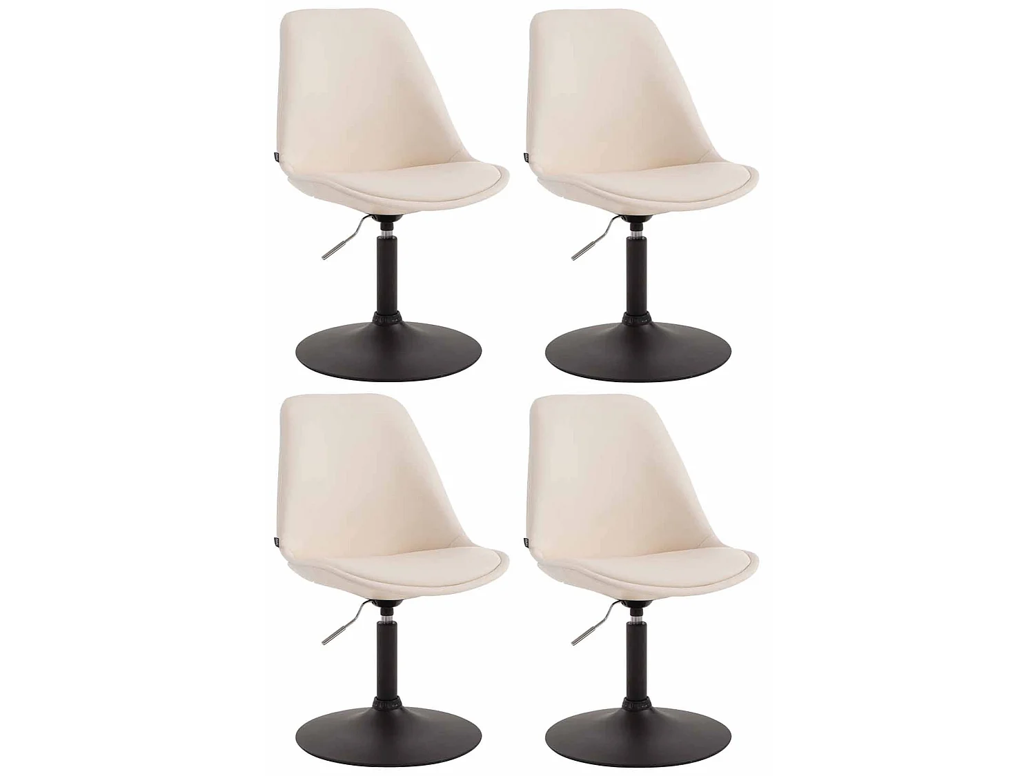 Lot de 4  chaise salle à manger - Similicuir & Noir - Crème - Maverick