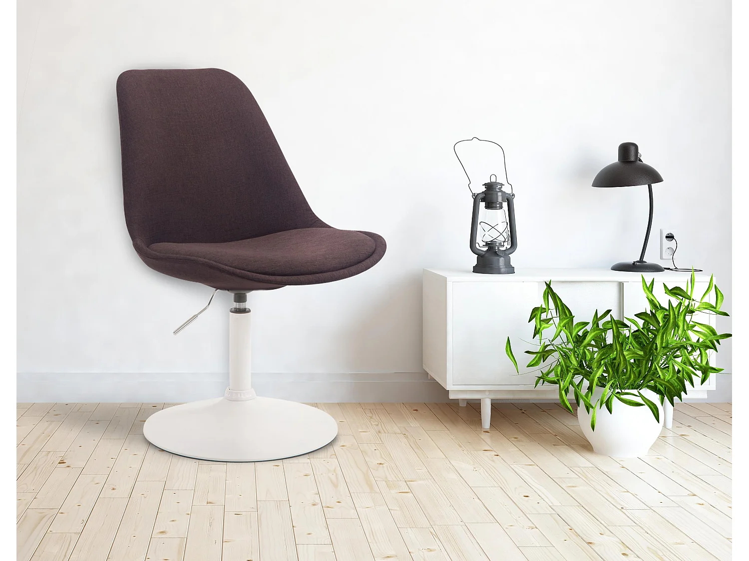 chaise salle à manger - Tissu & Blanc - Marron - Maverick