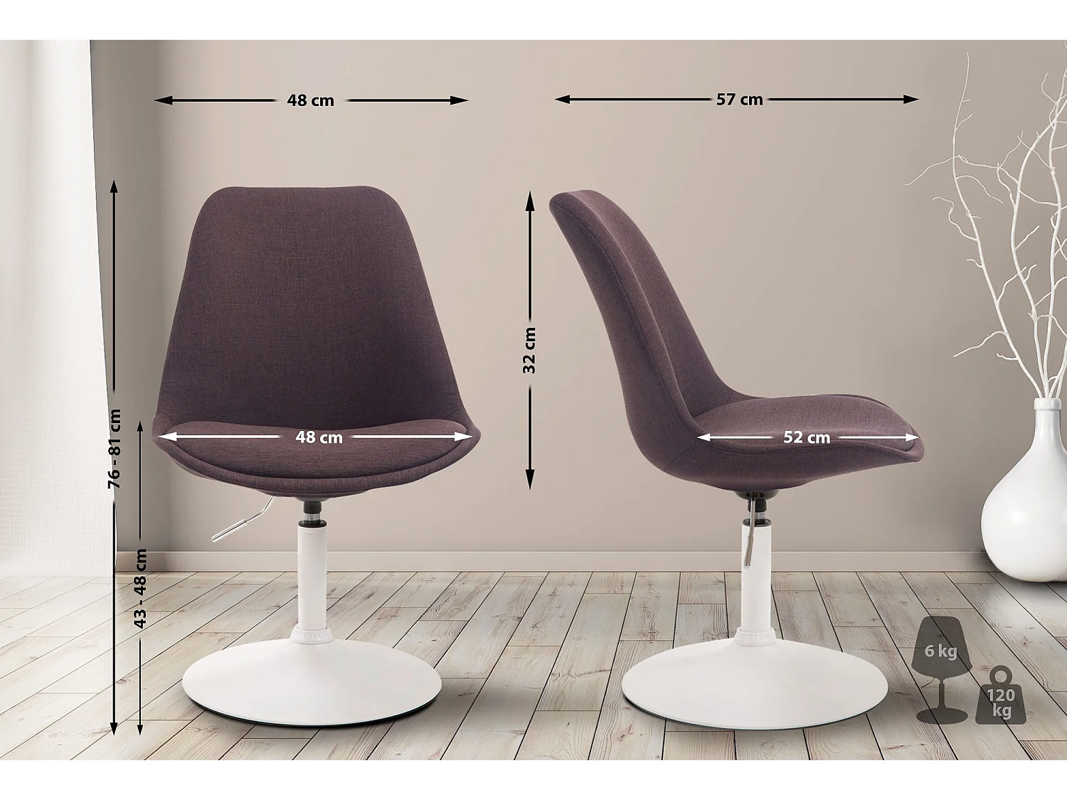 Eetkamerstoelen - Stof & wit - bruin - Maverick