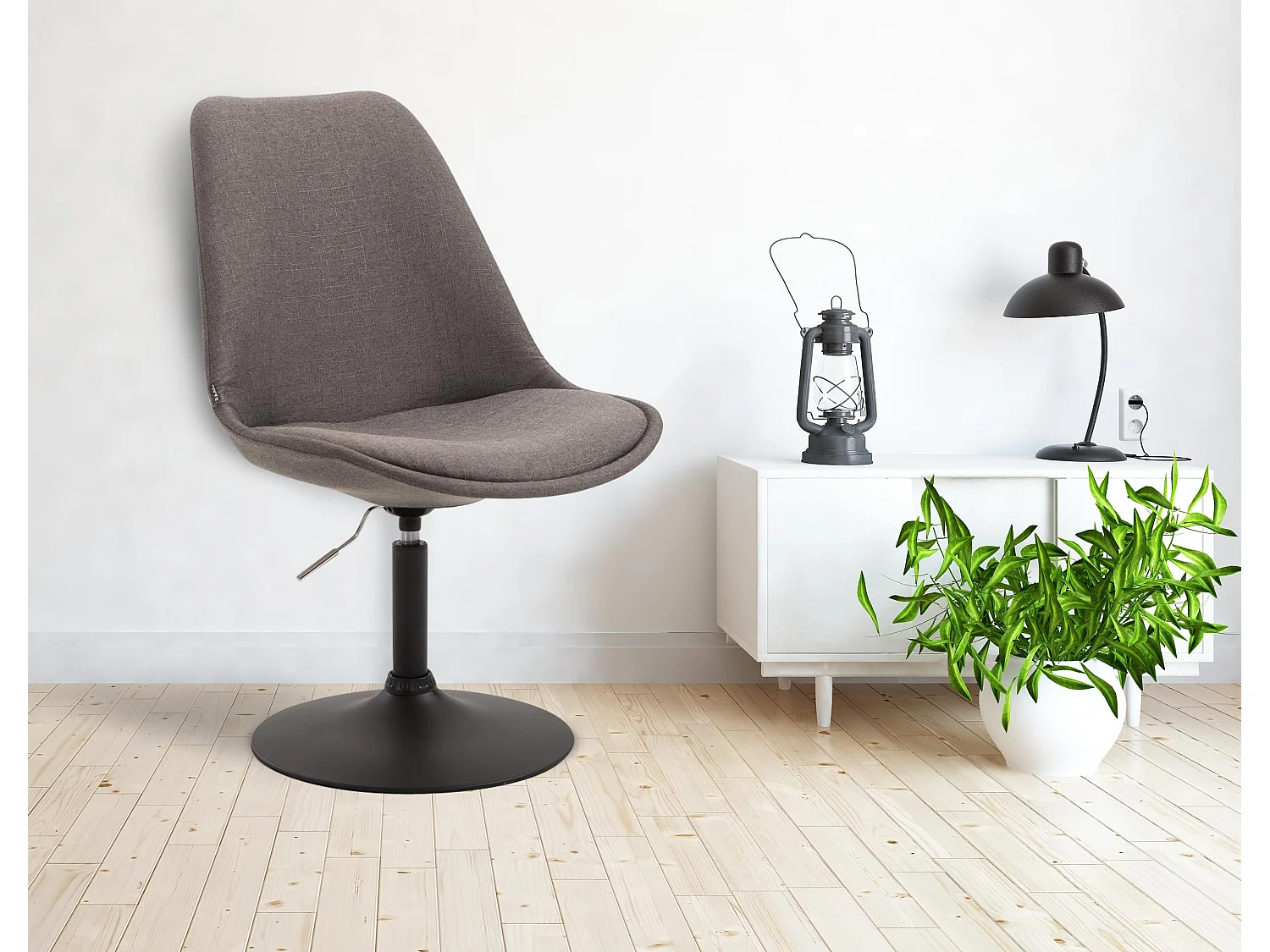 chaise salle à manger - Tissu & Noir - Gris foncé - Maverick