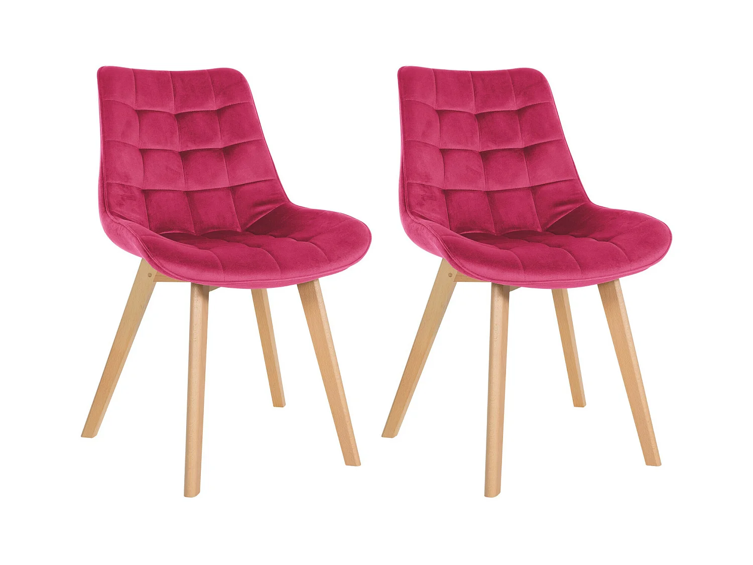 Lot de 2  chaise salle à manger - Velours & Blanc - Rouge - Brook