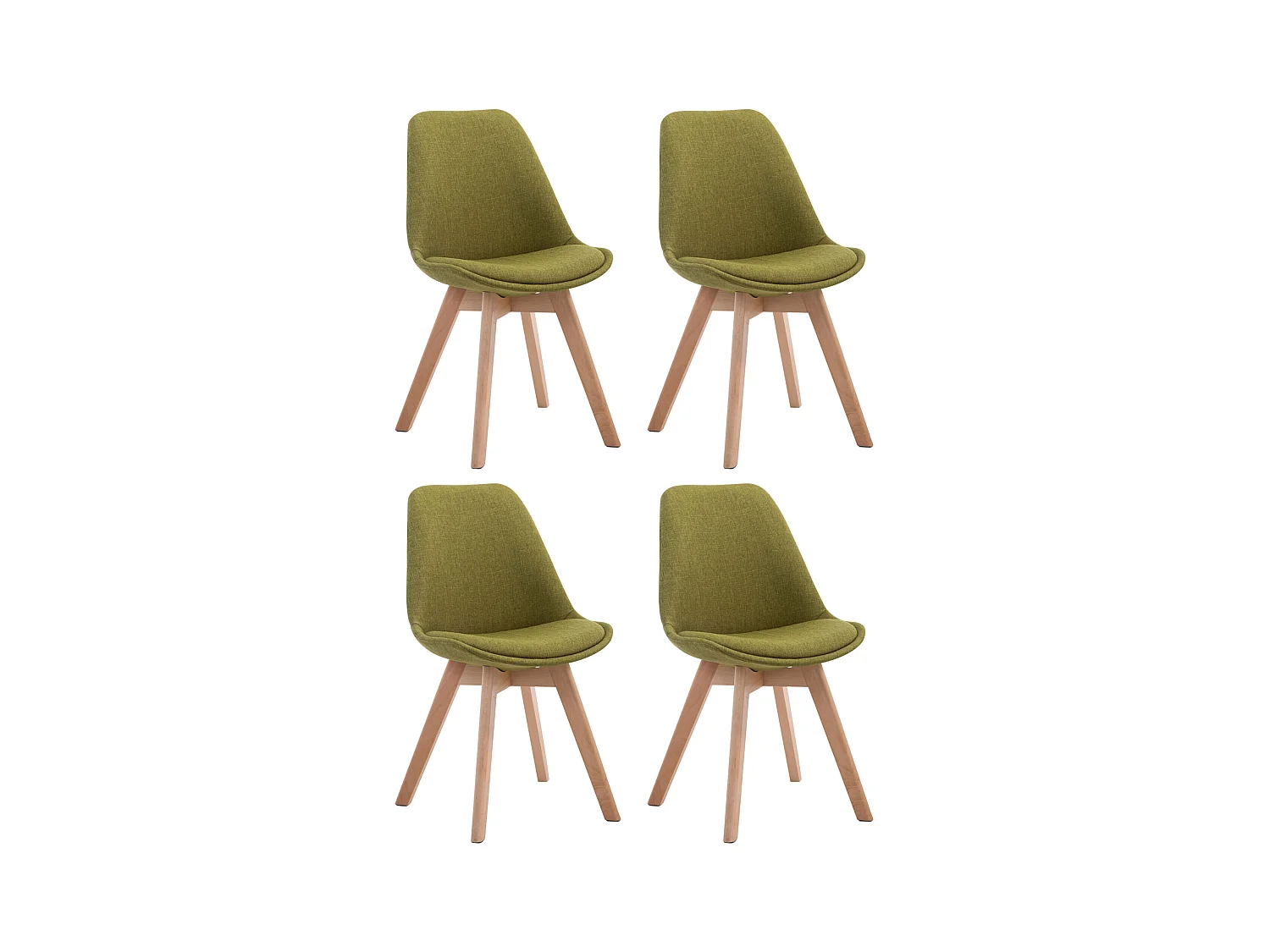 Lot de 4  chaise salle à manger - Tissu & Nature - Vert - Borneo V2