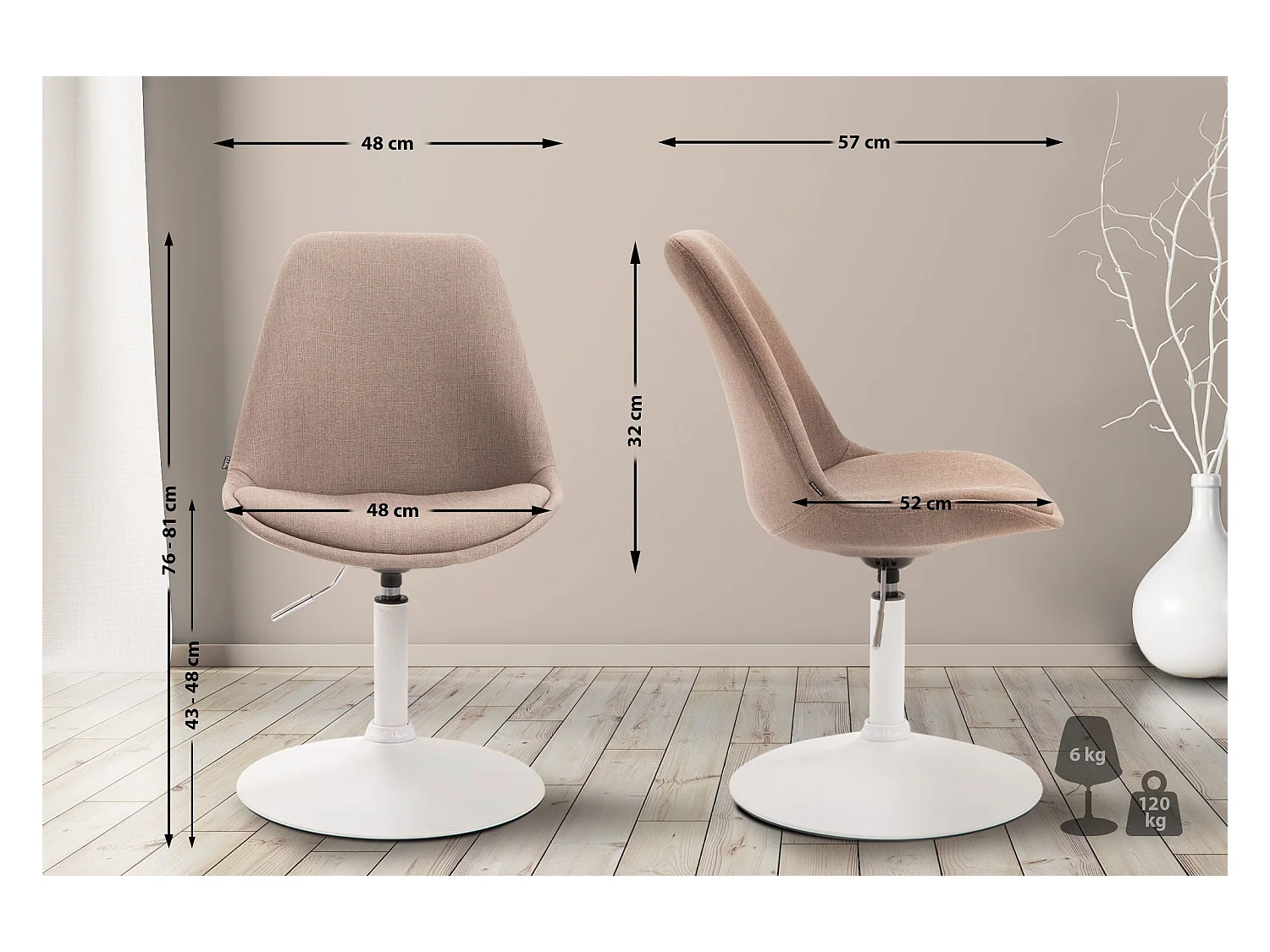 Eetkamerstoelen - Stof & wit - taupe - Maverick