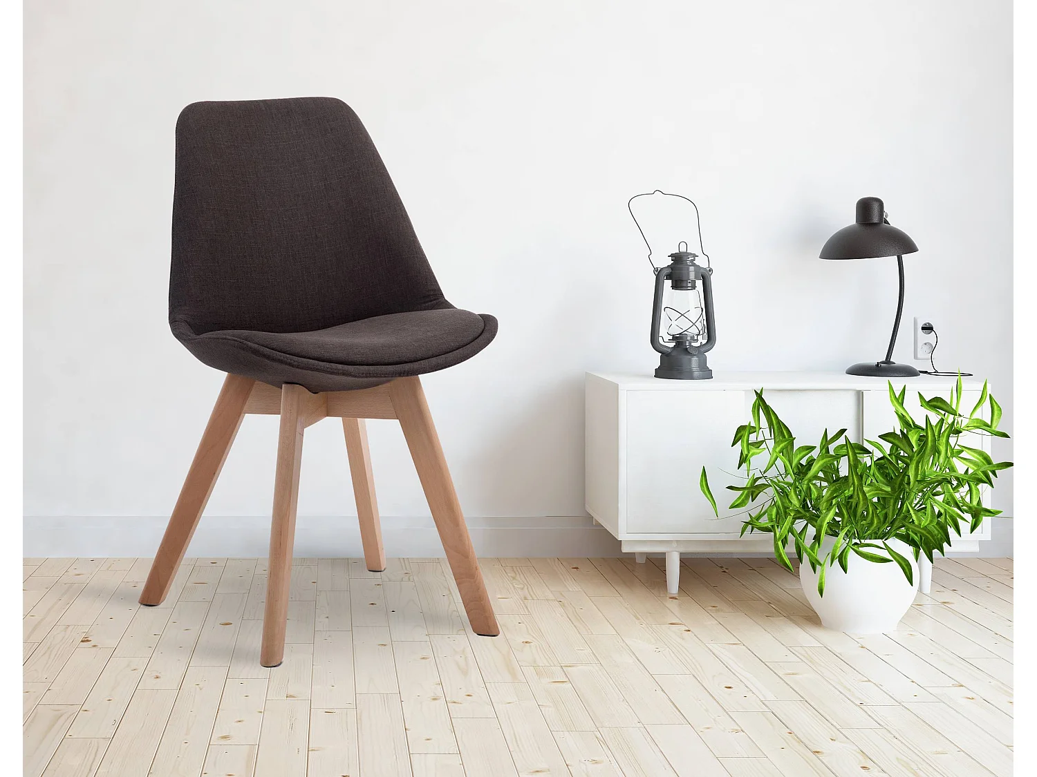 chaise salle à manger - Tissu & Nature - Gris foncé - Borneo