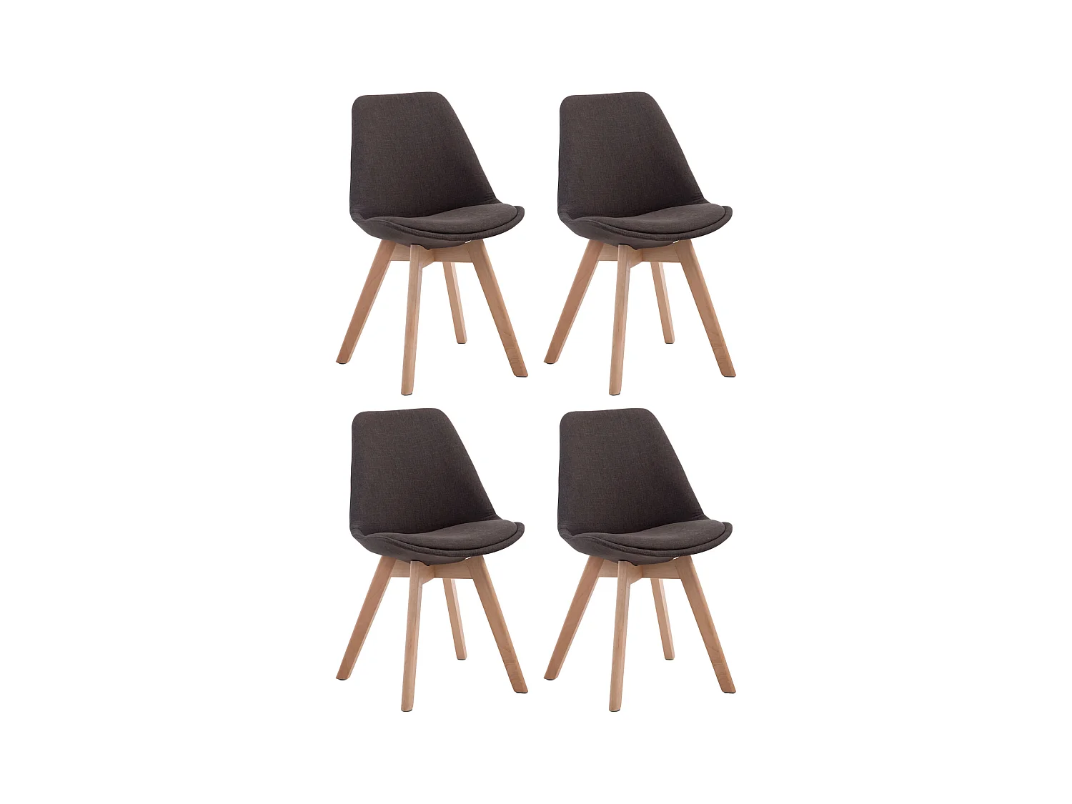 Lot de 4  chaise salle à manger - Tissu & Nature - Gris foncé - Borneo V2