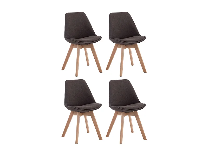 Lot de 4  chaise salle à manger - Tissu & Nature - Gris foncé - Borneo V2