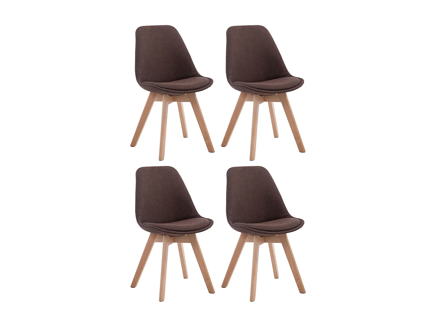Lot de 4  chaise salle à manger - Tissu & Nature - Marron - Borneo V2