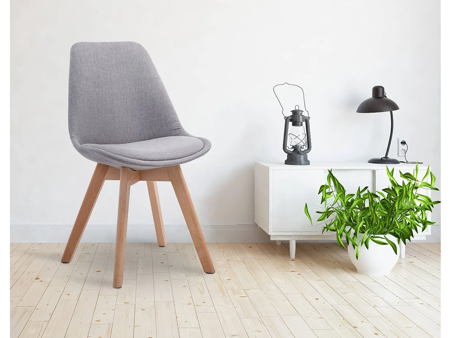 Eetkamerstoelen - Stof & natura - grijs - Borneo