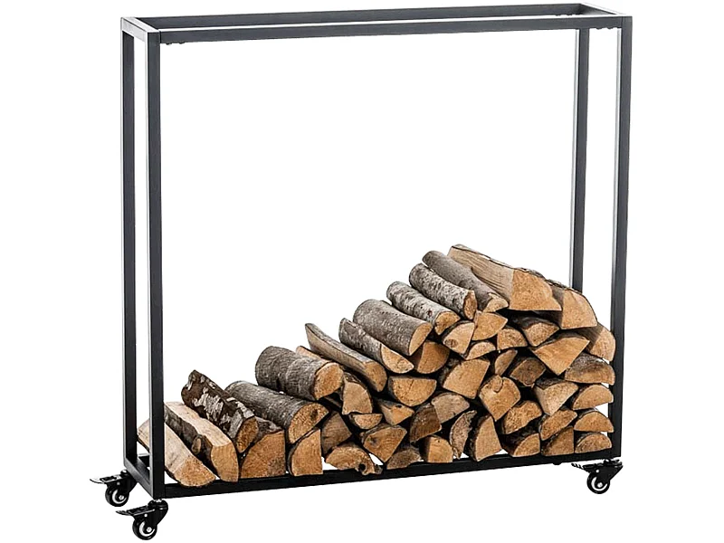 Kaminholzregal - Metall - 100 x 25 x 100cm - schwarz - Hetta