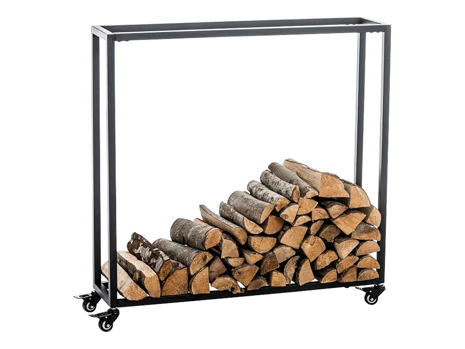 Etagère bois de cheminée - Métal - 100 x 25 x 100cm - Noir - Hetta