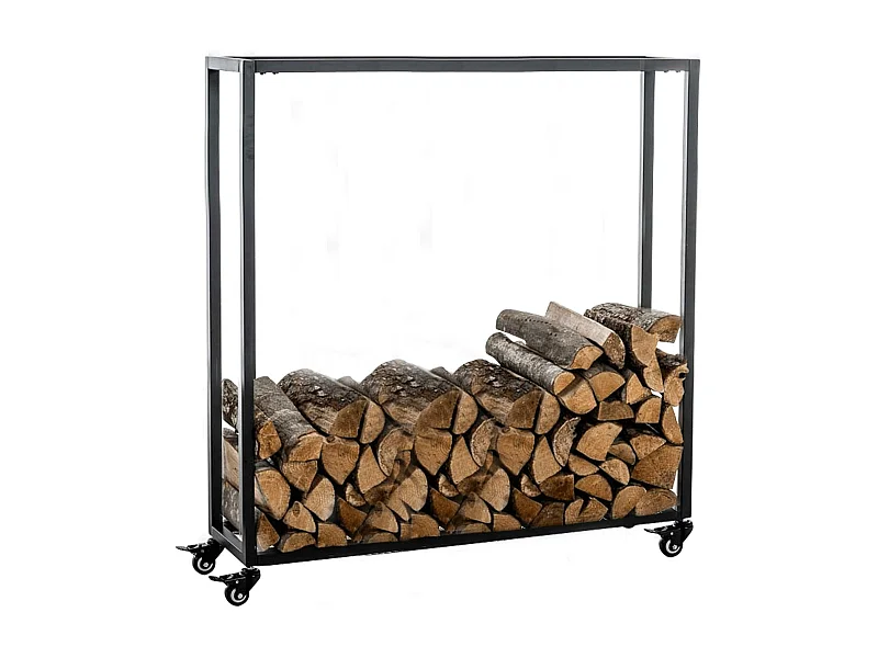 Kaminholzregal - Metall - 80 x 25 x 100cm - schwarz - Hetta