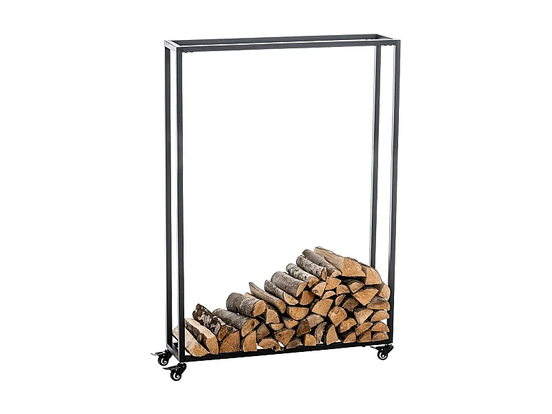 Etagère bois de cheminée - Métal - 80 x 25 x 150cm - Noir - Hetta