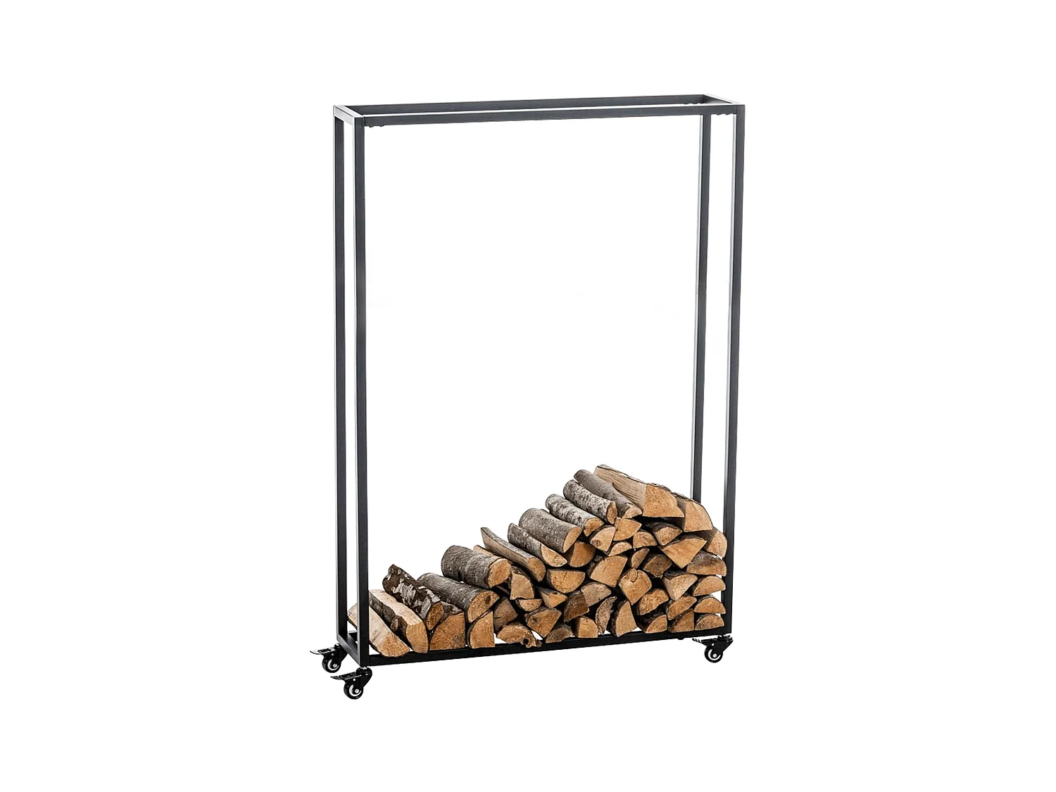 Etagère bois de cheminée - Métal - 80 x 25 x 150cm - Noir - Hetta