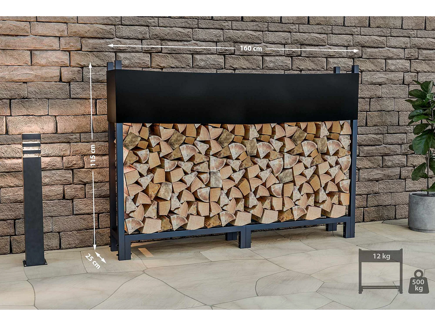 Etagère bois de cheminée - Métal - M - Anthracite - Martin