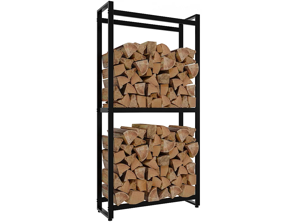 Etagère bois de cheminée - Métal - 75 x 25 x 150cm - Noir - Morson