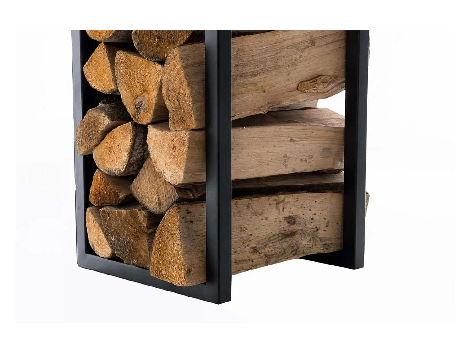 Brandhoutrek  - Metalen - 25 x 25 x 140cm - mat zwart - Spark