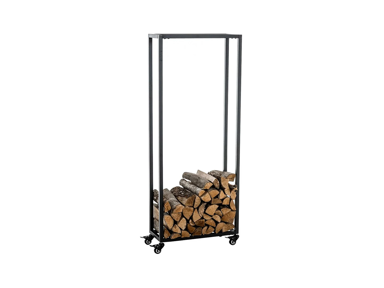 Etagère bois de cheminée - Métal - 40 x 25 x 150cm - Noir - Hetta