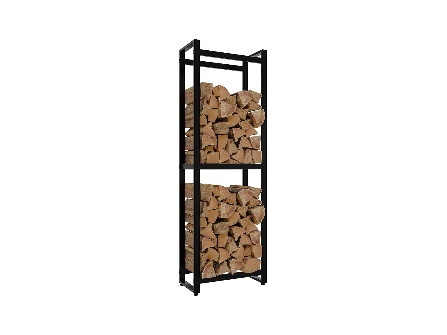 Etagère bois de cheminée - Métal - 50 x 25 x 150cm - Noir - Morson