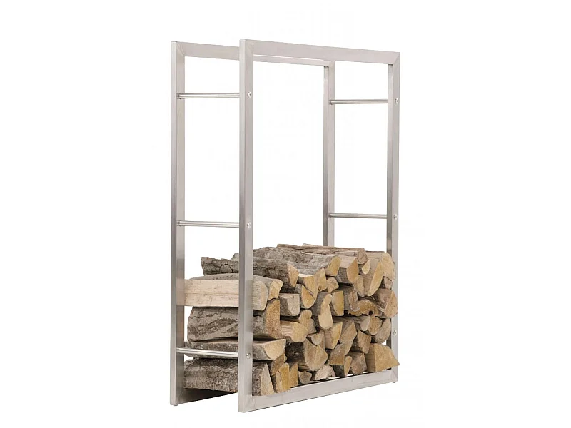 Etagère bois de cheminée - Métal - 80 x 25 x 100cm - Acier inoxydable - Keri