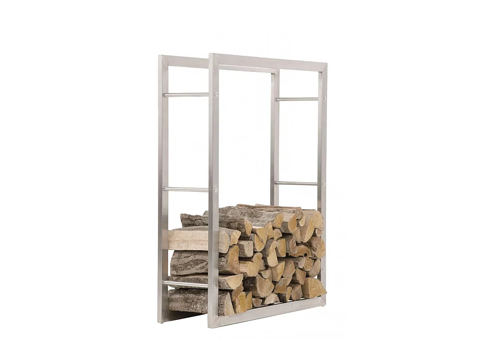 Etagère bois de cheminée - Métal - 80 x 25 x 100cm - Acier inoxydable - Keri