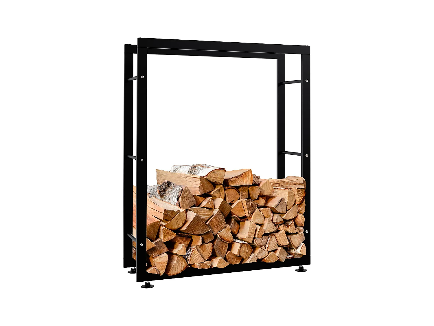 Etagère bois de cheminée - Métal - 25x80x100 cm - Noir - Keri V2