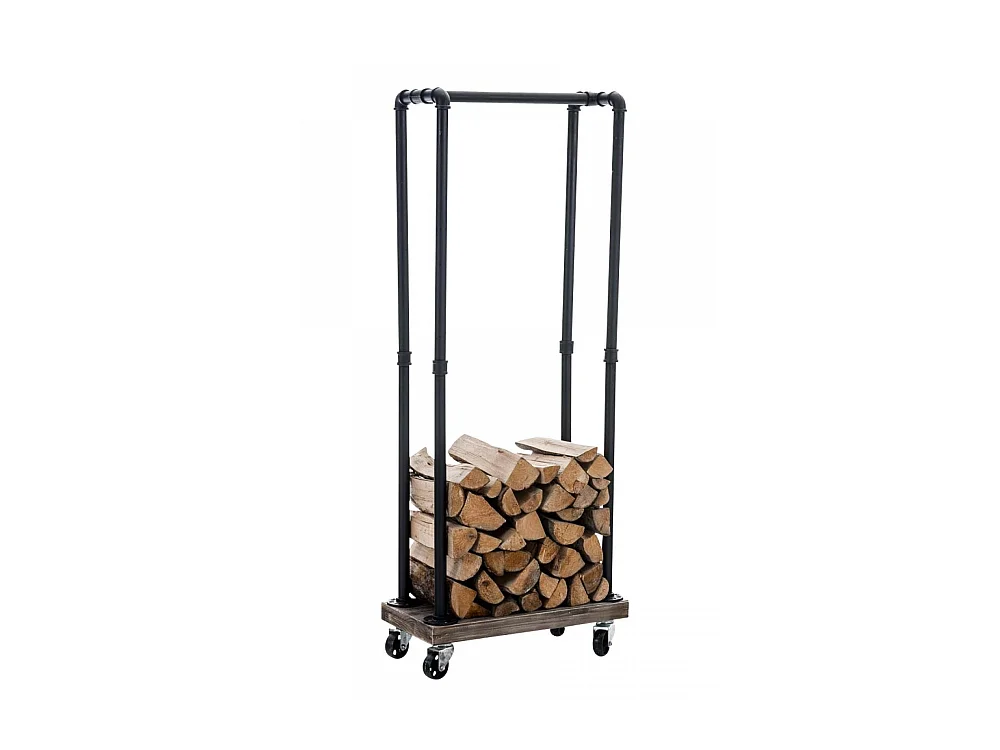 Kaminholzregal - Metall - 60 x 30 x 150cm - schwarz - Forks