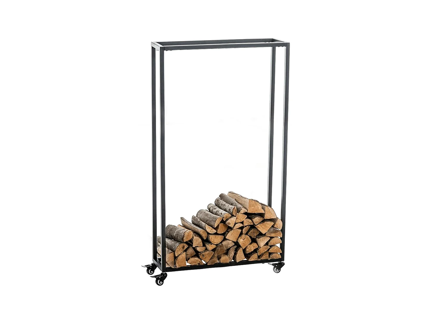 Etagère bois de cheminée - Métal - 60 x 25 x 150cm - Noir - Hetta