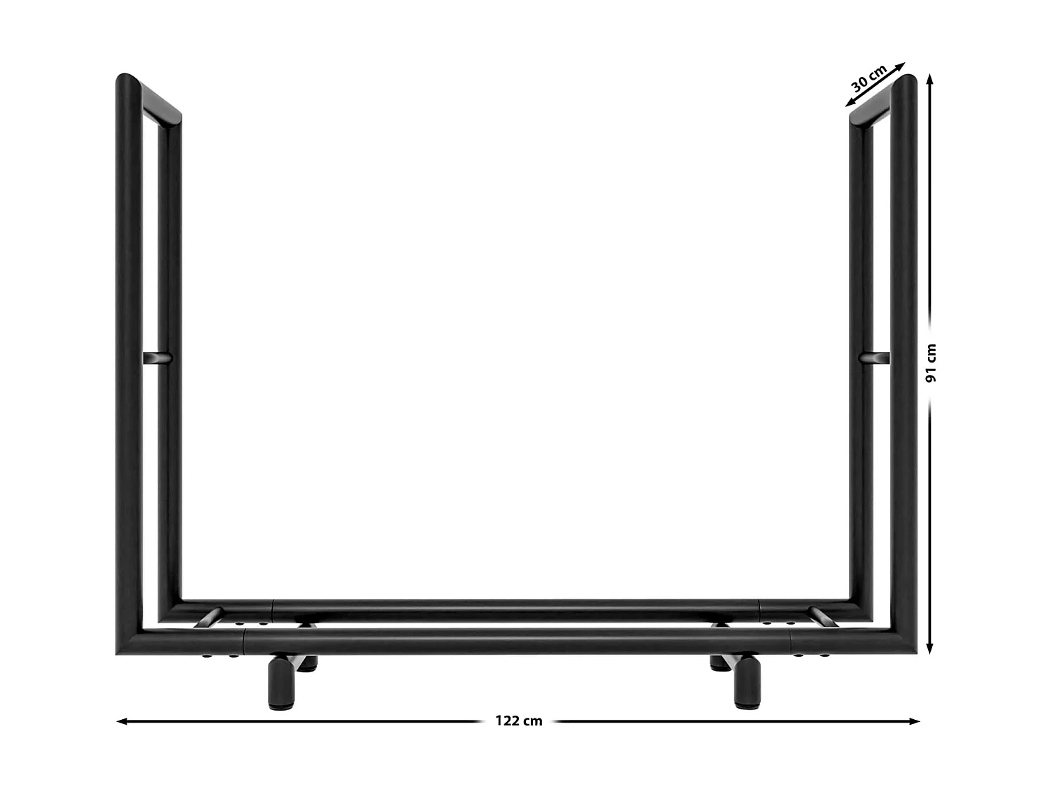 Kaminholzregal - Edelstahl - 122 x 30 x 91cm - schwarz-matt - Drake