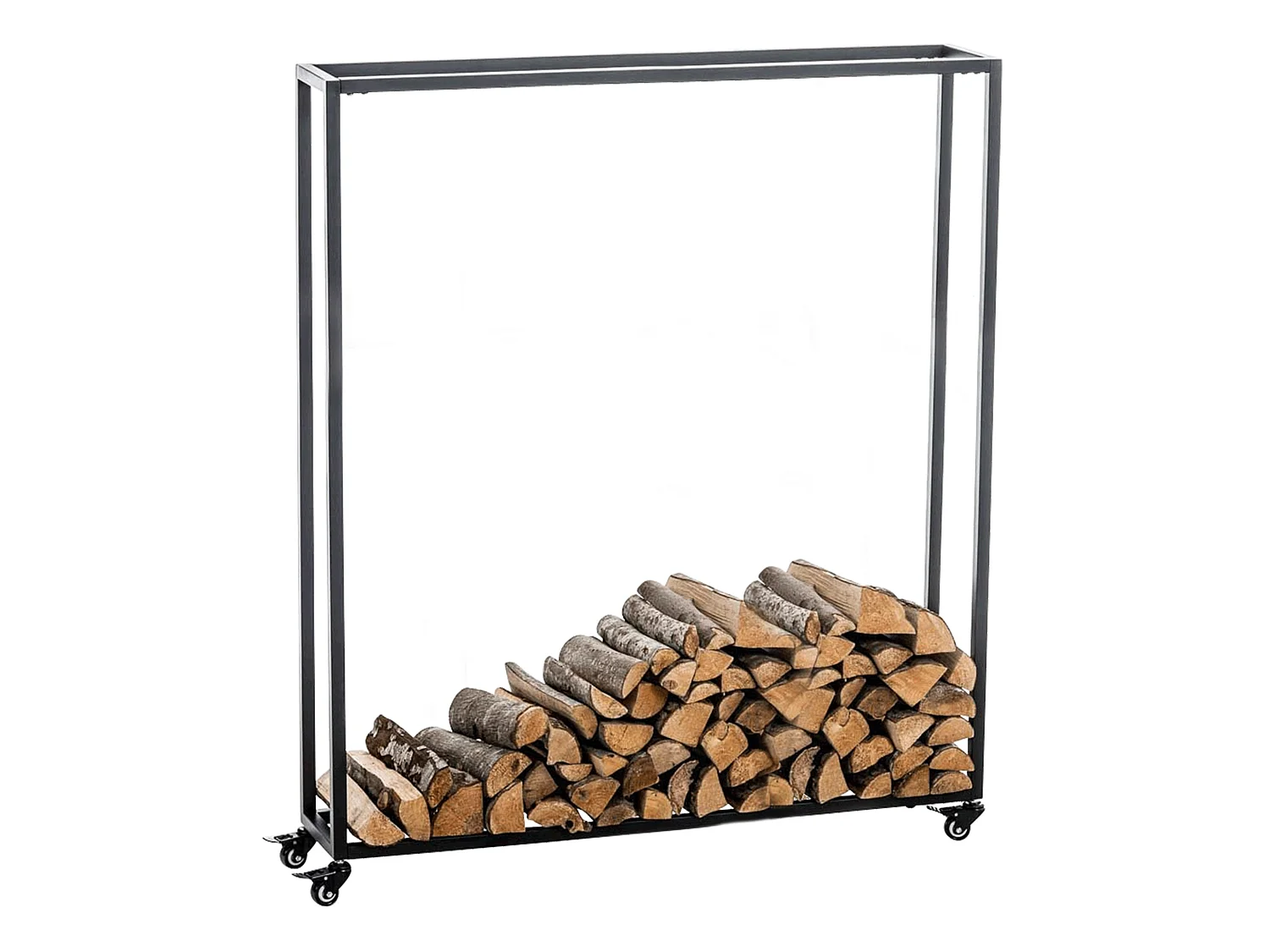 Etagère bois de cheminée - Métal - 100 x 25 x 150cm - Noir - Hetta