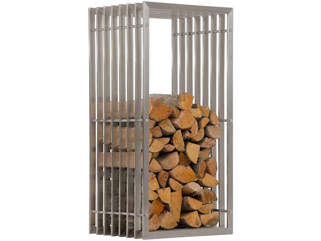 Kaminholzregal - Metall - 50 x 40 x 100cm - edelstahl - Irving