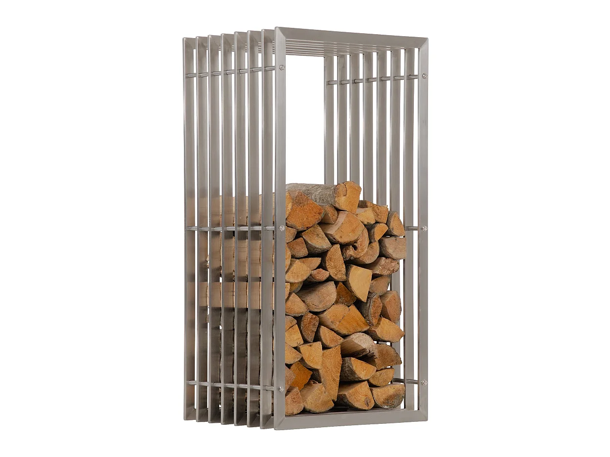 Etagère bois de cheminée - Métal - 50 x 40 x 100cm - Acier inoxydable - Irving
