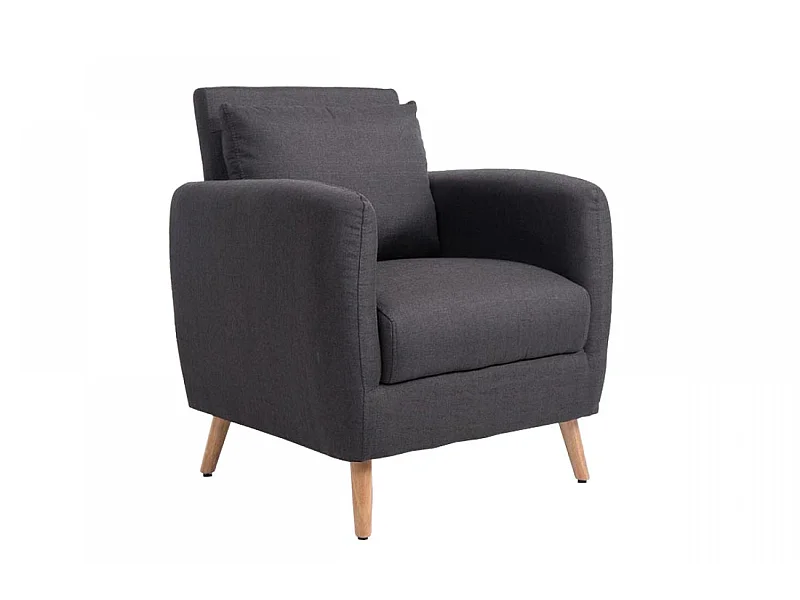 Fauteuil - Tissu & Bois - Gris foncé - Tilgard