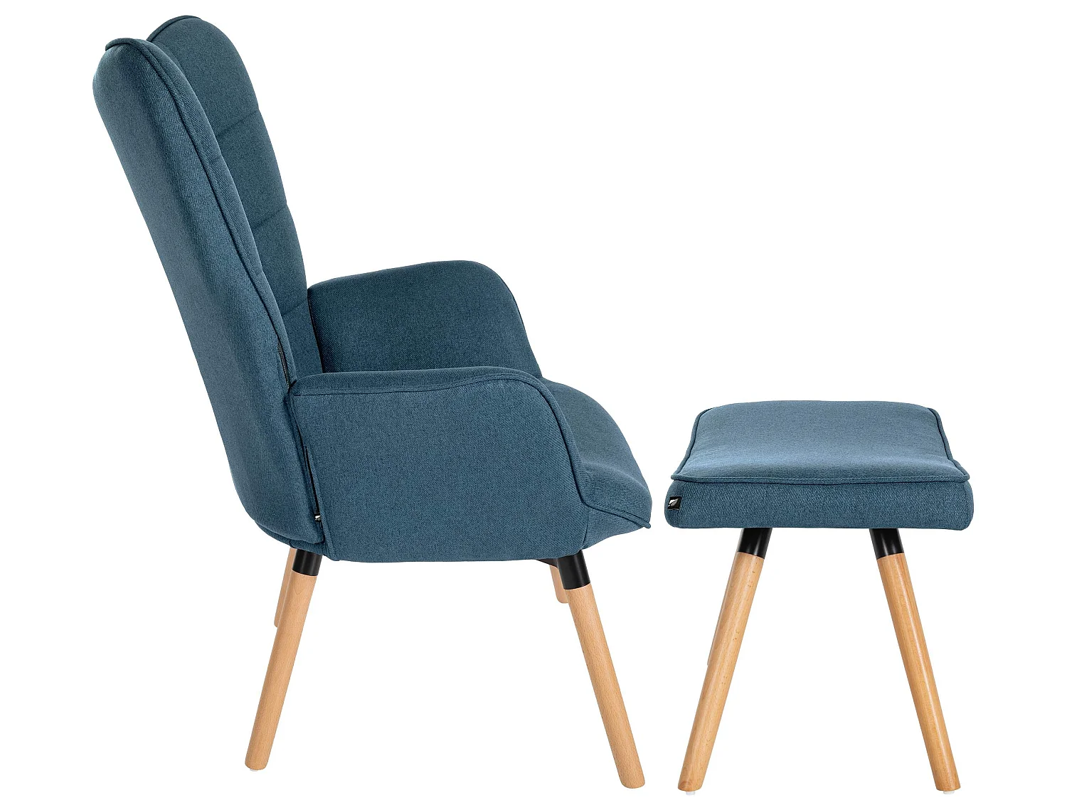 Fauteuil Avec Tabouret - Tissu - Bleu - Garding