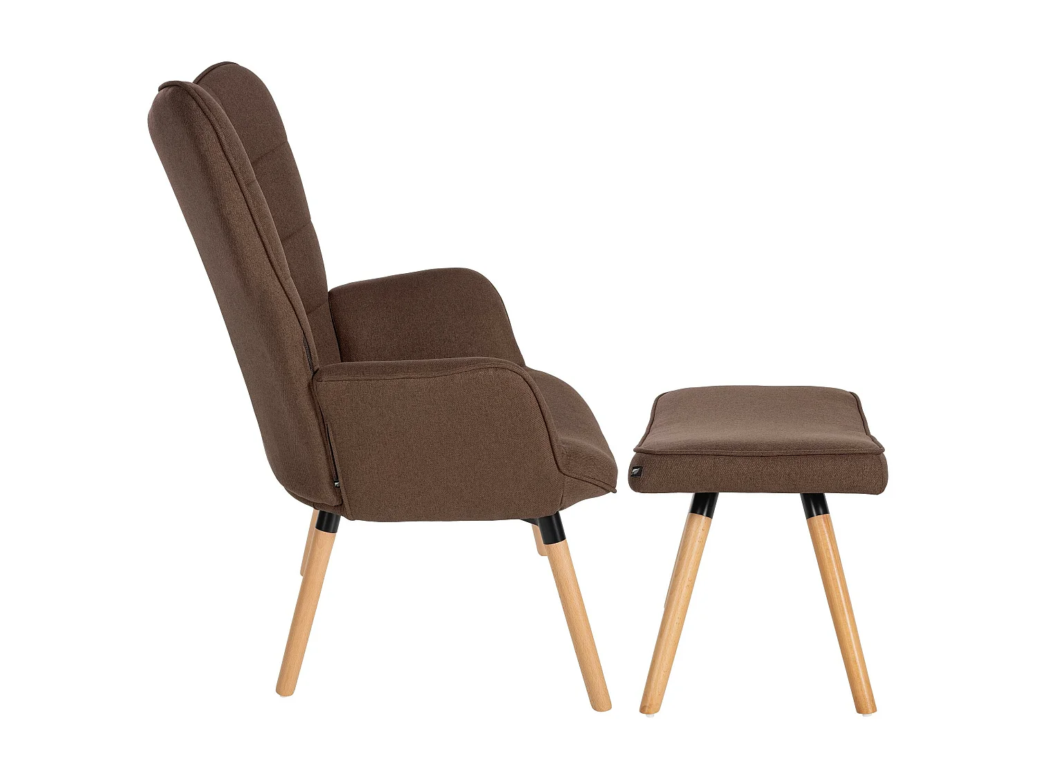 Fauteuil Avec Tabouret - Tissu & Bois - Marron - Garding