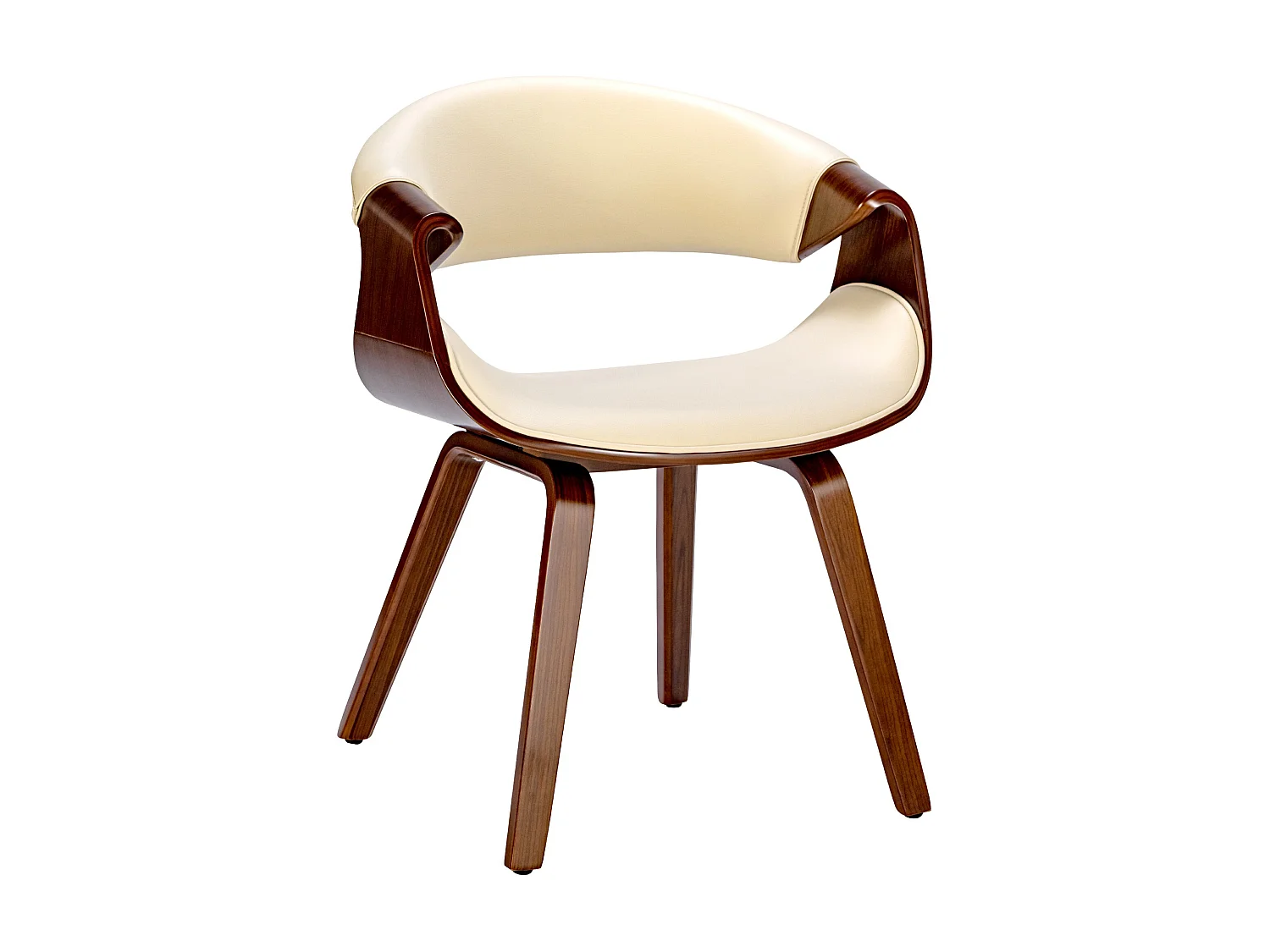 chaise salle à manger - Similicuir - Noyer / Crème - Foley