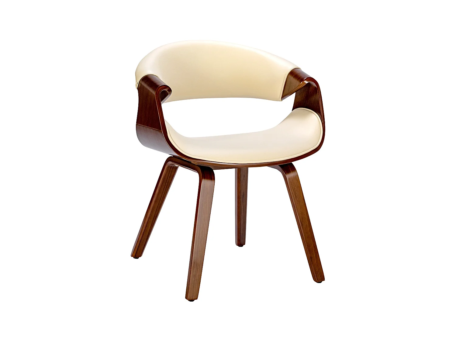 chaise salle à manger - Similicuir - Noyer / Crème - Foley