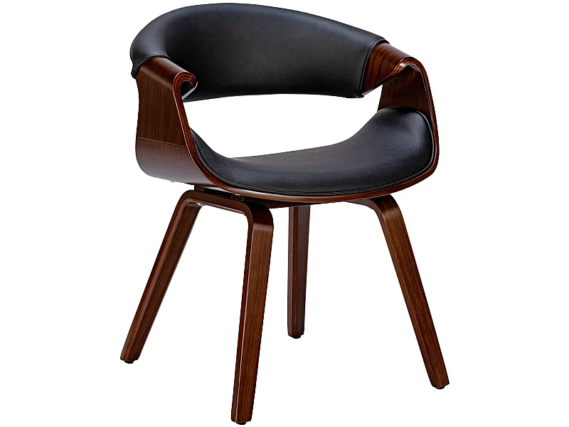 chaise salle à manger - Similicuir - Noyer / Noir - Foley