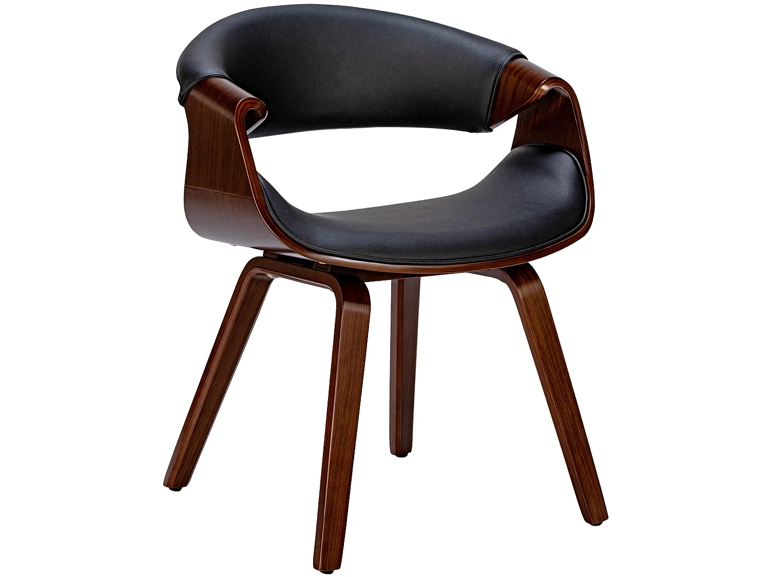 chaise salle à manger - Similicuir - Noyer / Noir - Foley