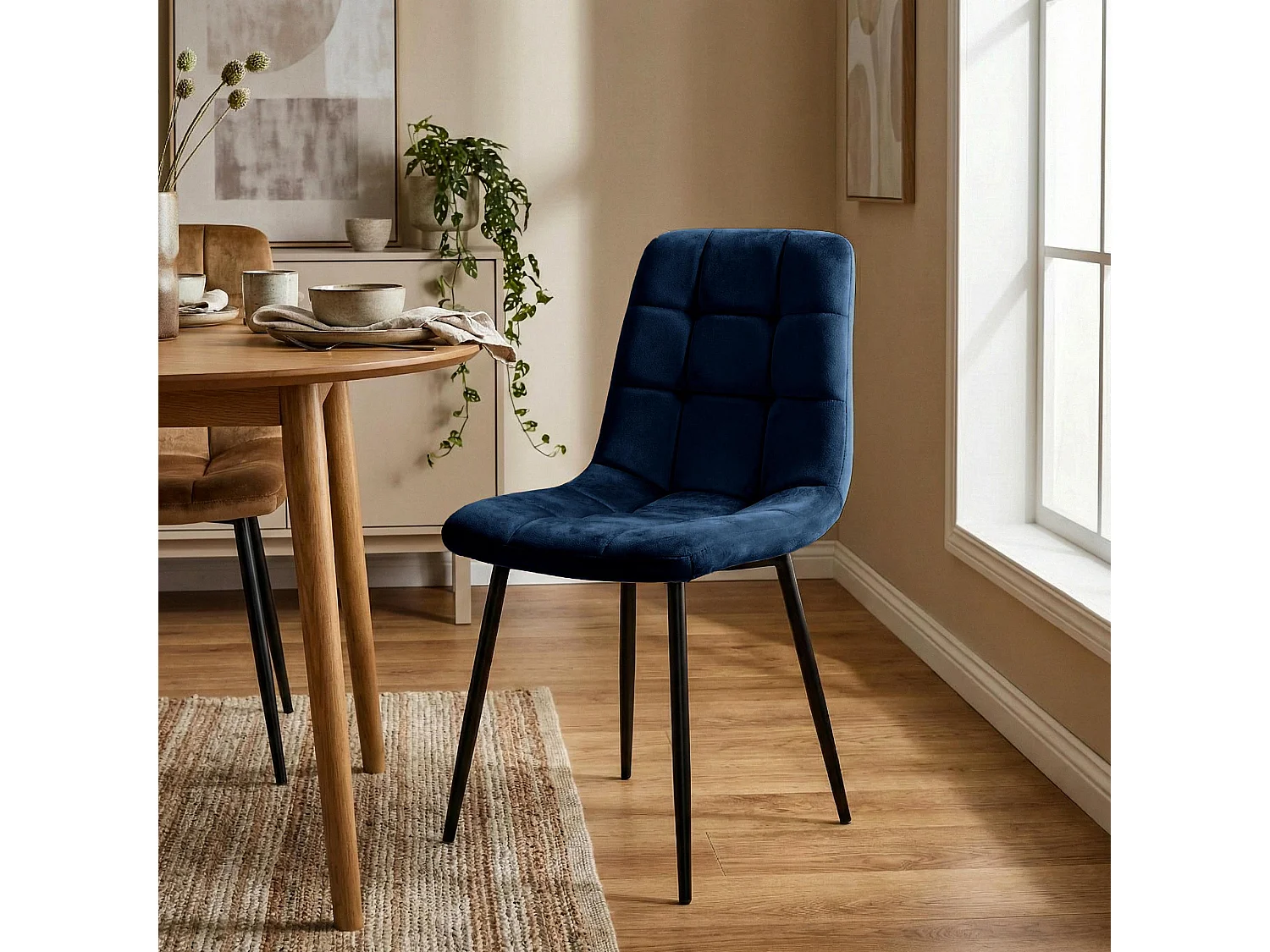 chaise salle à manger - Velours - Bleu foncé - Antibes