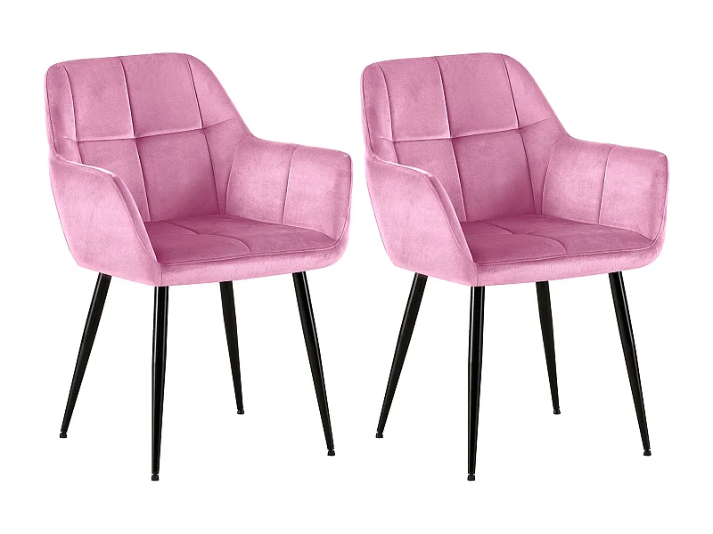 Lot de 2  chaises avec accoudoirs - Velours - Rose - Emia