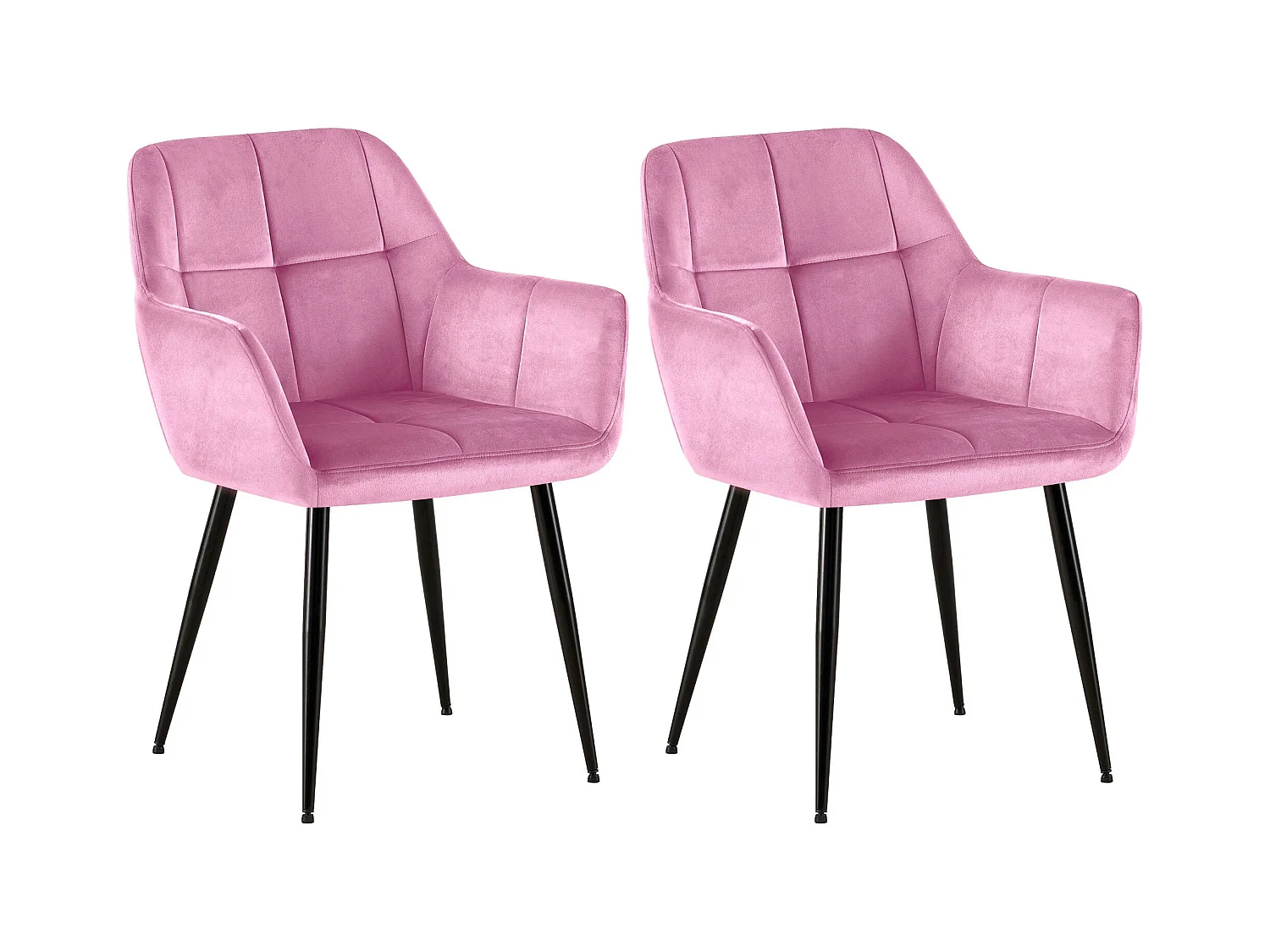 Lot de 2  chaises avec accoudoirs - Velours - Rose - Emia