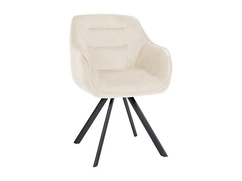 Stoel met armleuningen - Fluweel - creme - Russel