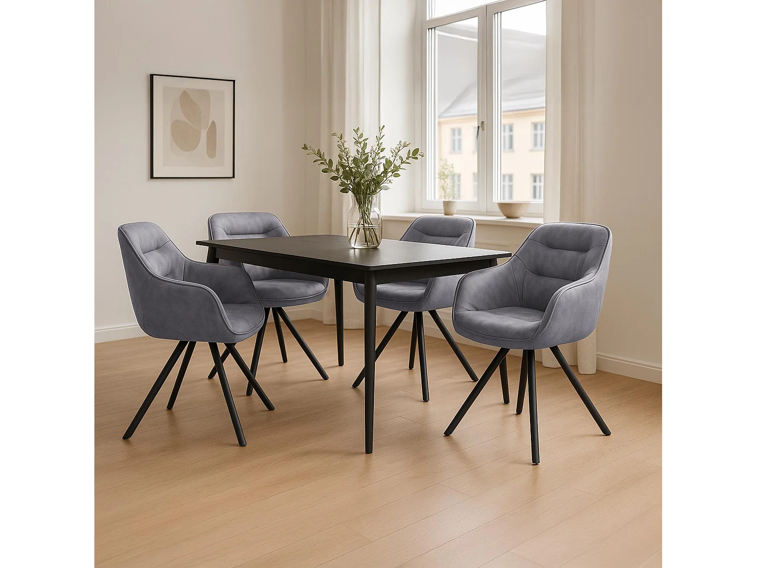 chaises avec accoudoirs - Tissu vintage - Gris - Russel